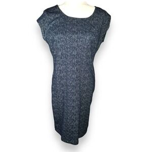 ICHI Navy Blue Sheath Dress Womens Size Medium Minimalist Office Siren‎ Workwear